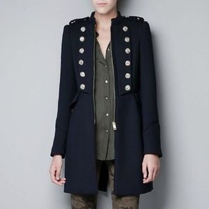 NWOT!  Zara Military Coat in Navy Blue